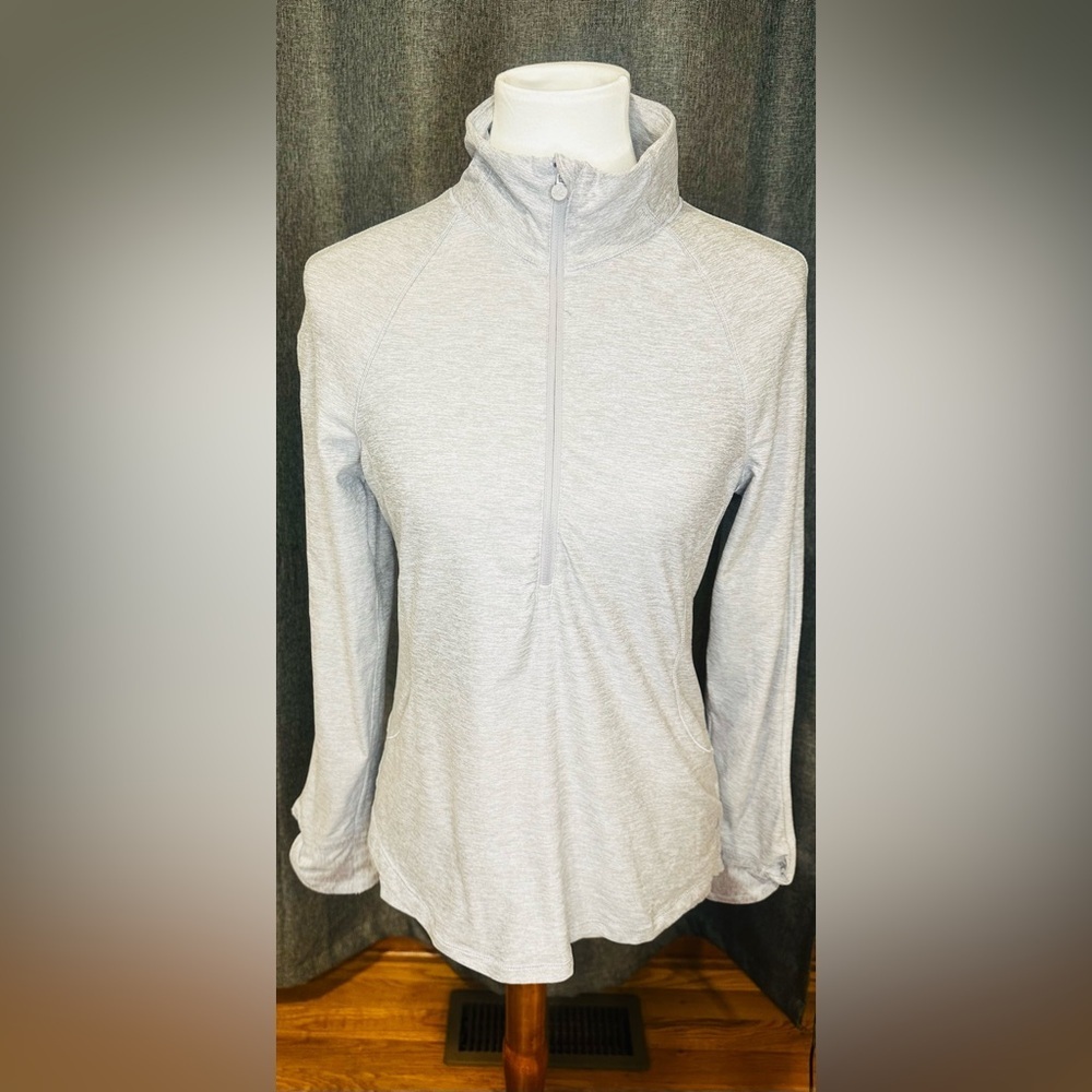 Apana Quarter Zip Active Pullover Gray Long Sleeve Top Size Medium